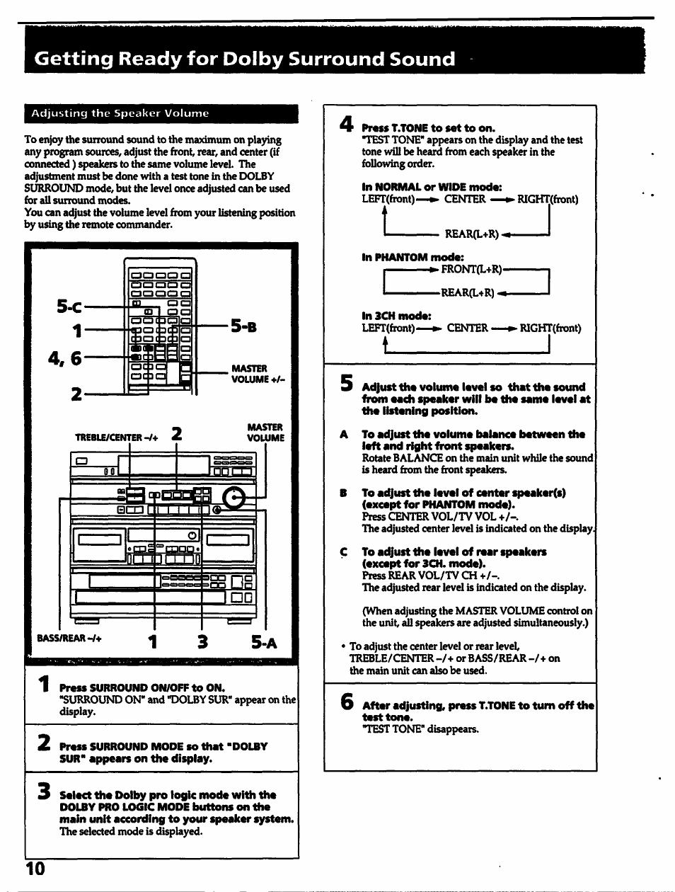 Getting ready for dolby surround sound, 5 - b | Sony HCD-541 User Manual | Page 10 / 32