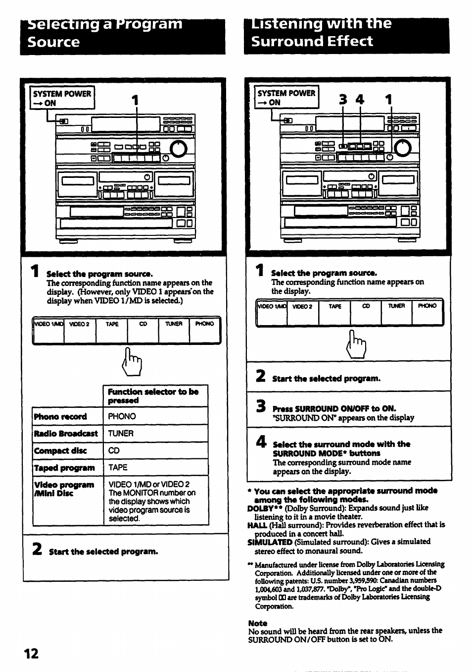Note | Sony HCD-541 User Manual | Page 12 / 32