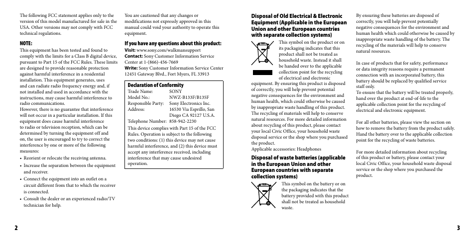 Sony NWZ-B133FBLU User Manual | Page 2 / 38