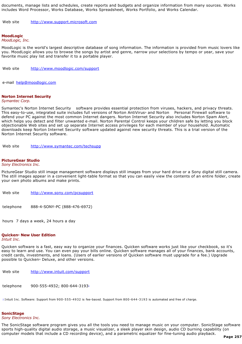 Sony VGC-RA718G User Manual | Page 257 / 262