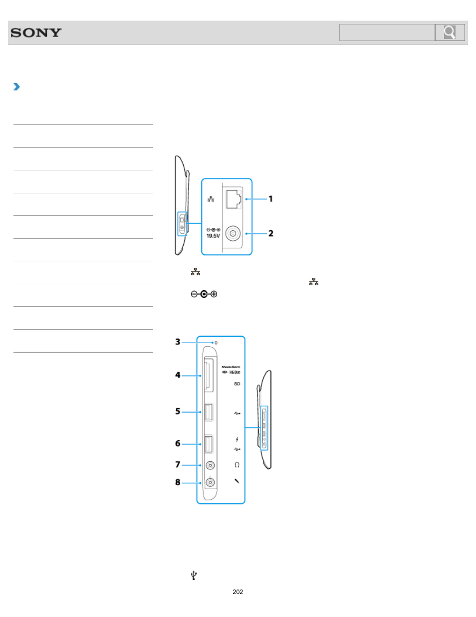 Parts and controls on the sides, How to use, Search | Sony SVJ2021BPXW User Manual | Page 202 / 398