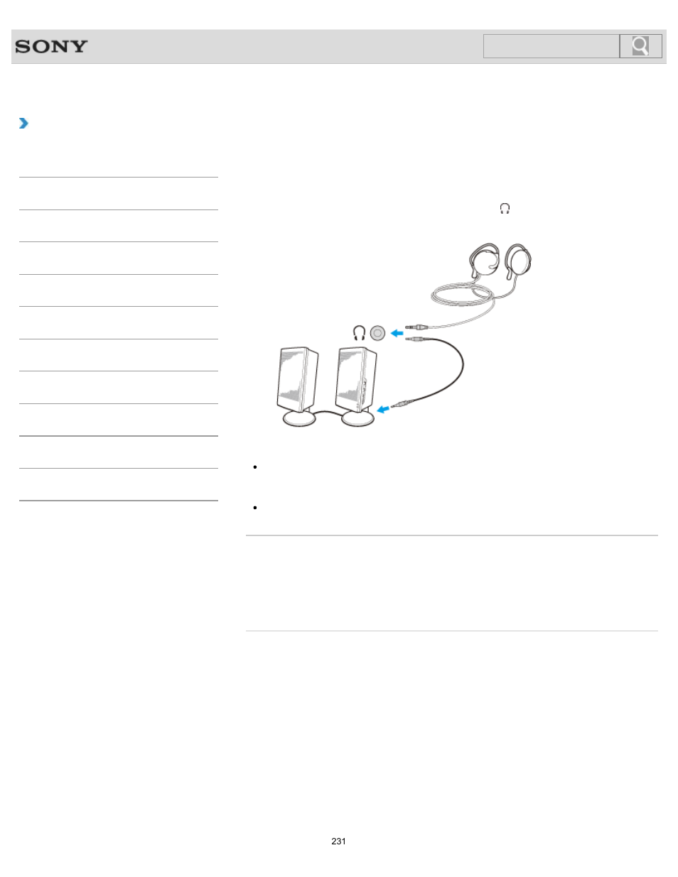 Connecting external speakers or headphones, Details, How to use | Search | Sony SVJ2021BPXW User Manual | Page 231 / 398