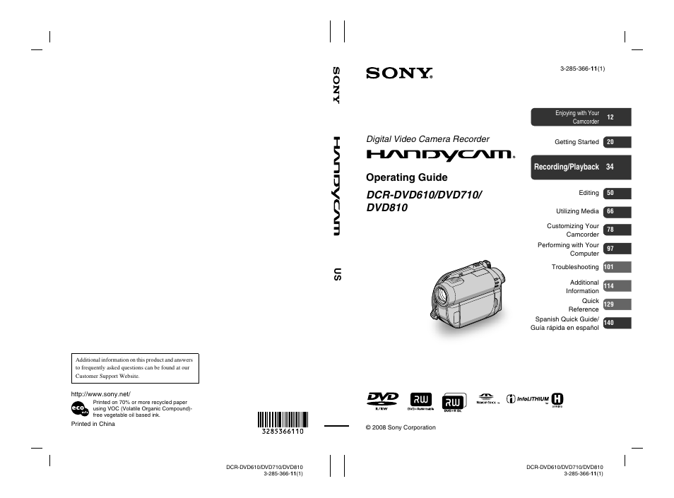 Sony DCR-DVD710 User Manual | 159 pages