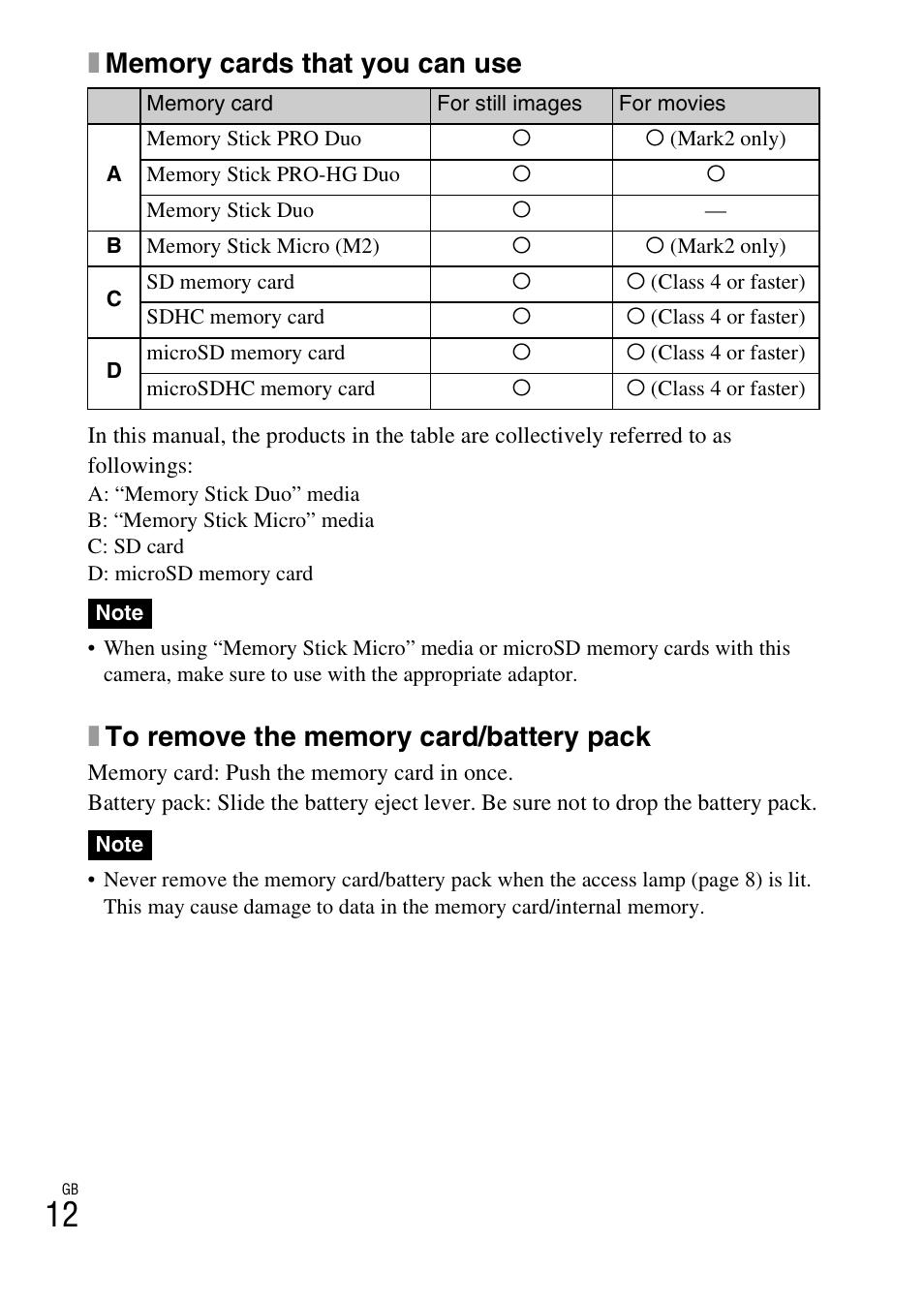 Sony DSC-W620 User Manual | Page 12 / 48