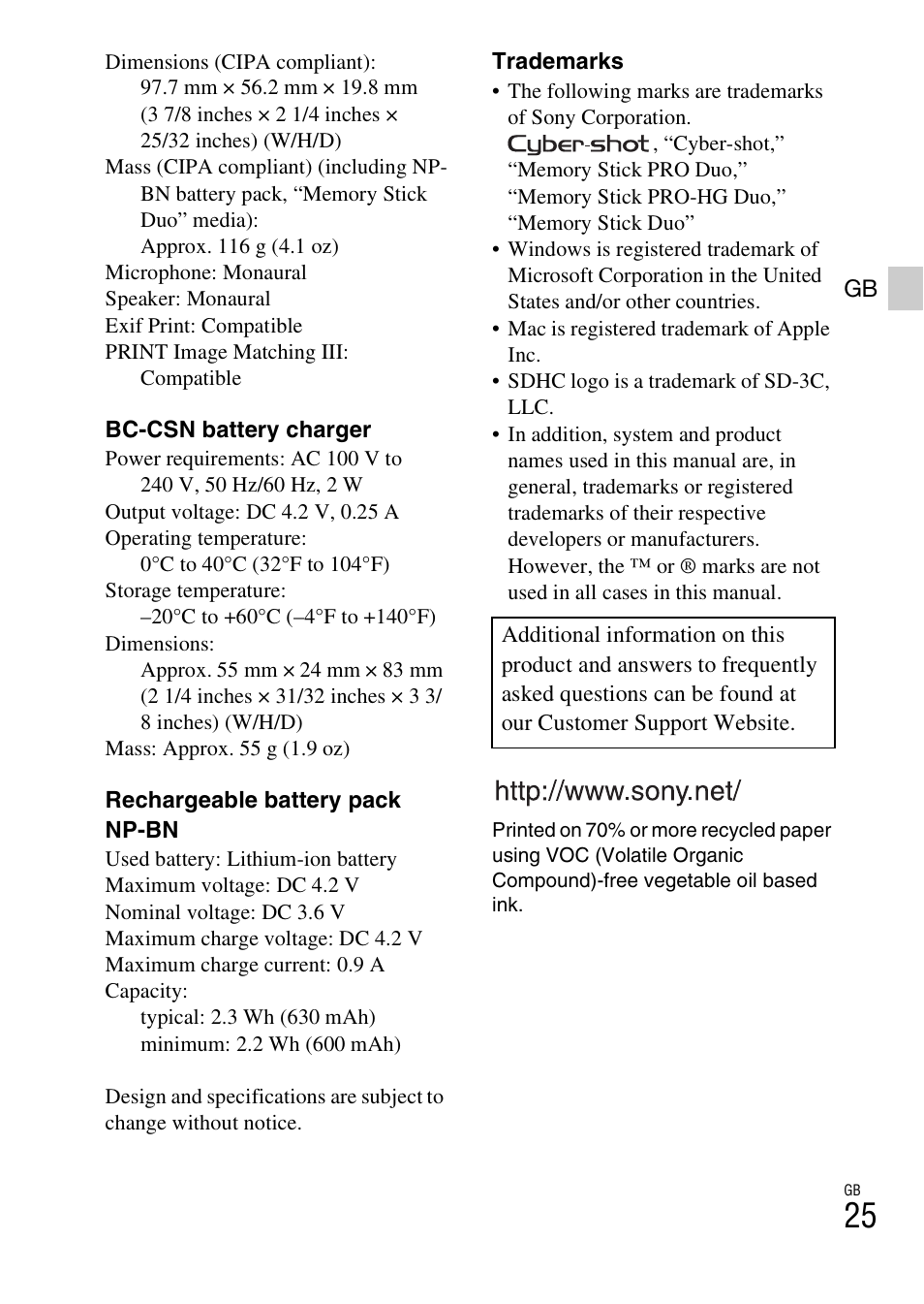 Sony DSC-W620 User Manual | Page 25 / 48