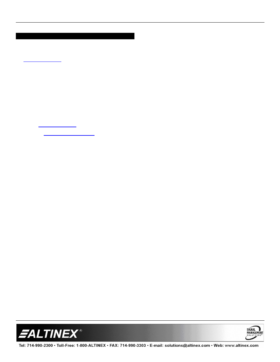 Altinex policies, Designer solutions | Altinex UT250-101 User Manual | Page 22 / 22