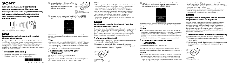 Sony NWZ-S764 User Manual | 2 pages