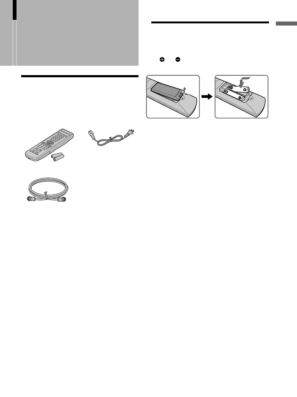 Installing the tv, Unpacking, Overview of the remote control | Unpacking overview of the remote control | Sony KLV-32M1 User Manual | Page 13 / 80