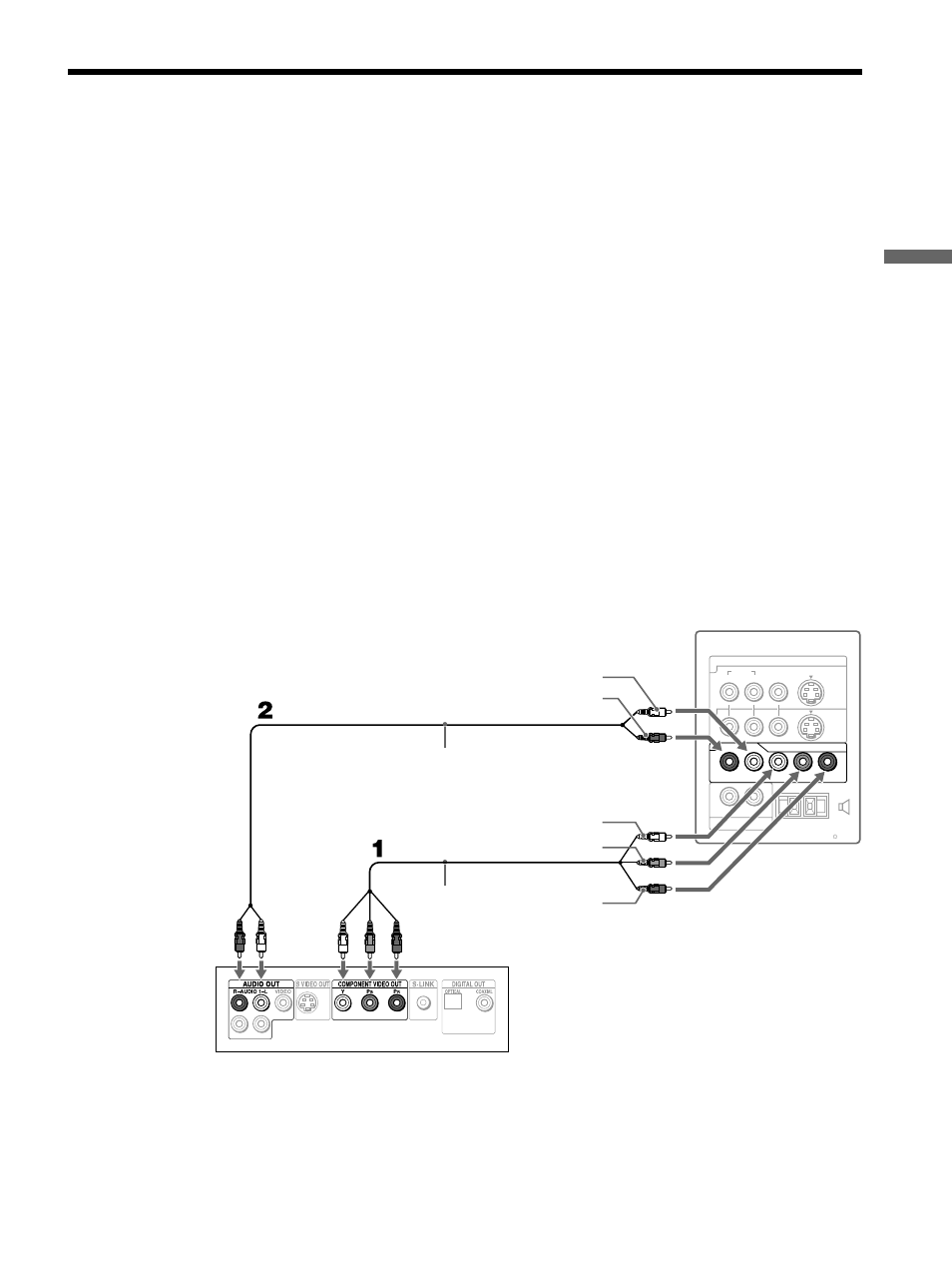 Connecting a dvd player with, Component video connectors, Connecting and setting the tv | Jacks, And p, Jacks to the y, p, Jacks on the tv. use the hd/dvd 4 in connections, Tips | Sony KLV-32M1 User Manual | Page 29 / 80