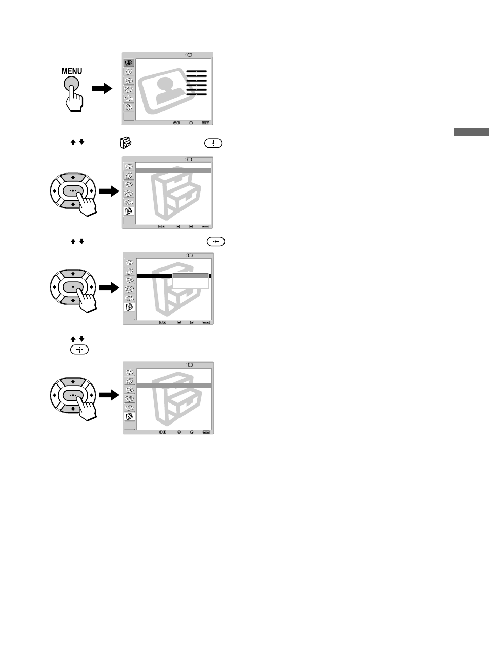 Connecting and setting the tv, Press menu, Press v/v to select (setup), then press | Press v/v to select “language,” then press, Press menu to exit the menu screen | Sony KLV-32M1 User Manual | Page 41 / 80