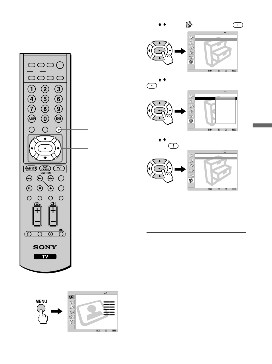 Watching with closed caption, Watching the tv, Press v/v to select (setup), then press | Press v/v to select “caption vision” then press, Press menu to exit the menu screen, Press menu | Sony KLV-32M1 User Manual | Page 43 / 80