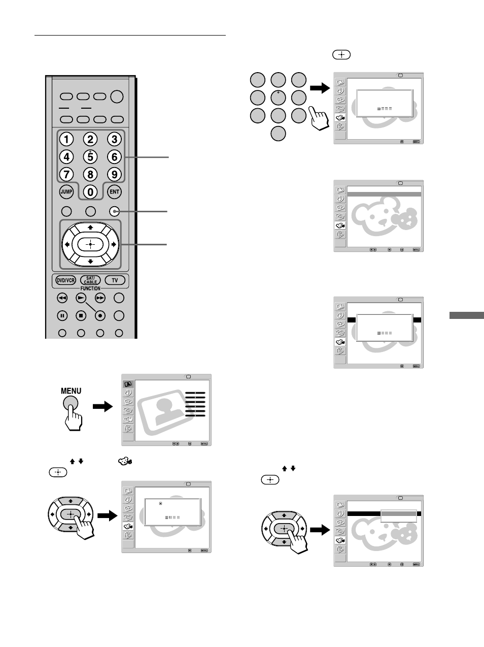 Activating the parental control feature, Activating the parental control, Feature | Using advanced features, Press v/v to select “select country,” then press, Press menu, Press v/v to select (parent), then press, Tips, Continued) | Sony KLV-32M1 User Manual | Page 67 / 80