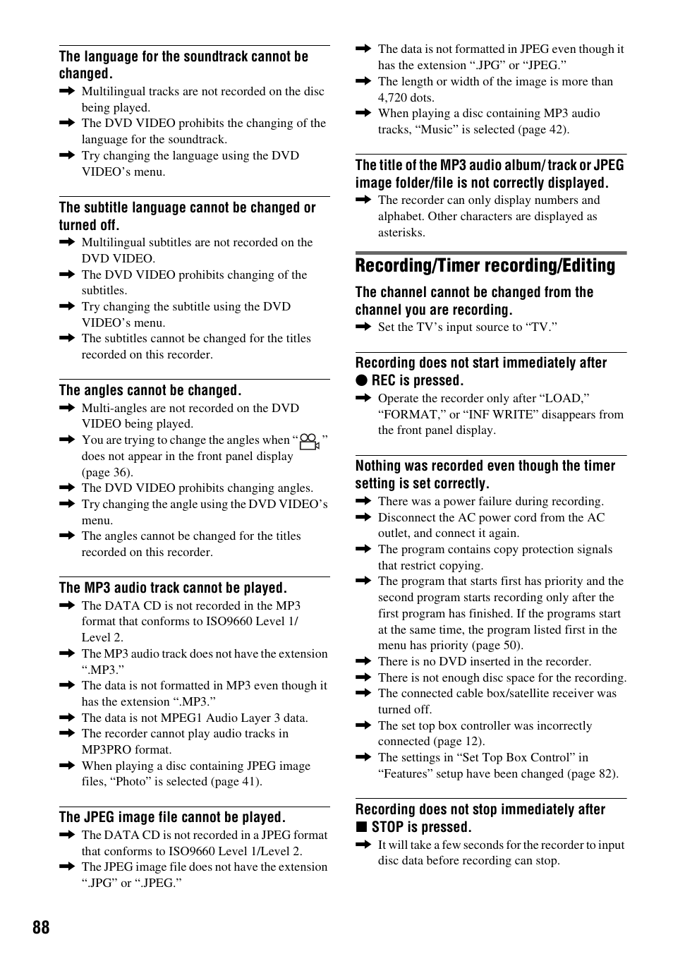 Recording/timer recording/editing | Sony RDR-GX255 User Manual | Page 88 / 128