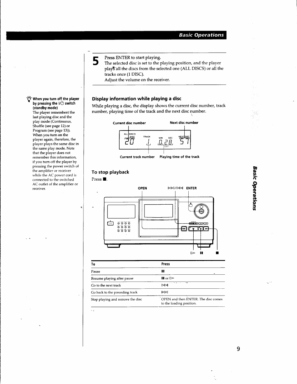 Basic operations | Sony CDP-CX681 User Manual | Page 9 / 18