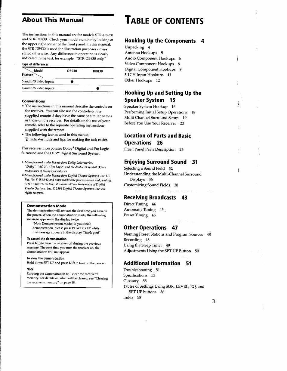 Sony STR-DB930 User Manual | Page 3 / 58