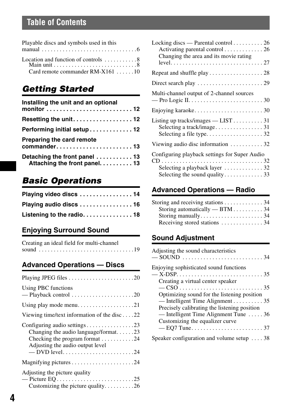 Sony MEX-DV2000 User Manual | Page 4 / 192