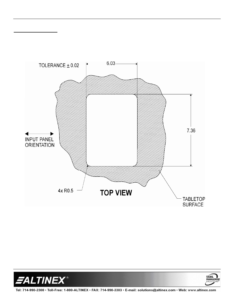 Diagram 2: cutout, Designer solutions | Altinex Pop 'N Plug Tower PNP400 User Manual | Page 7 / 15