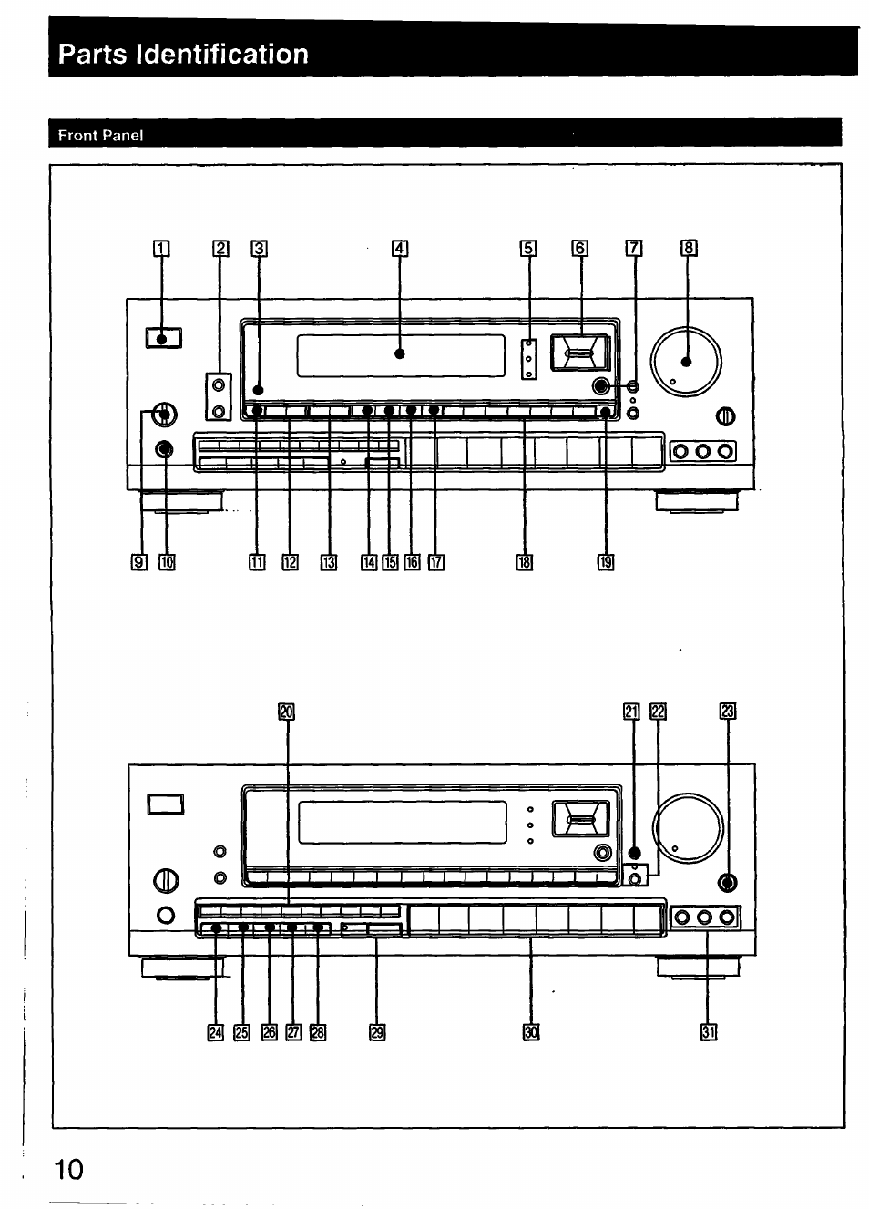 Parts identification | Sony STR-D790 User Manual | Page 10 / 40