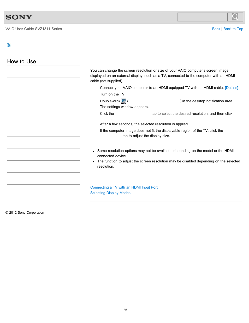 Device, Details, How to use | Sony SVZ13116GXX User Manual | Page 186 / 411