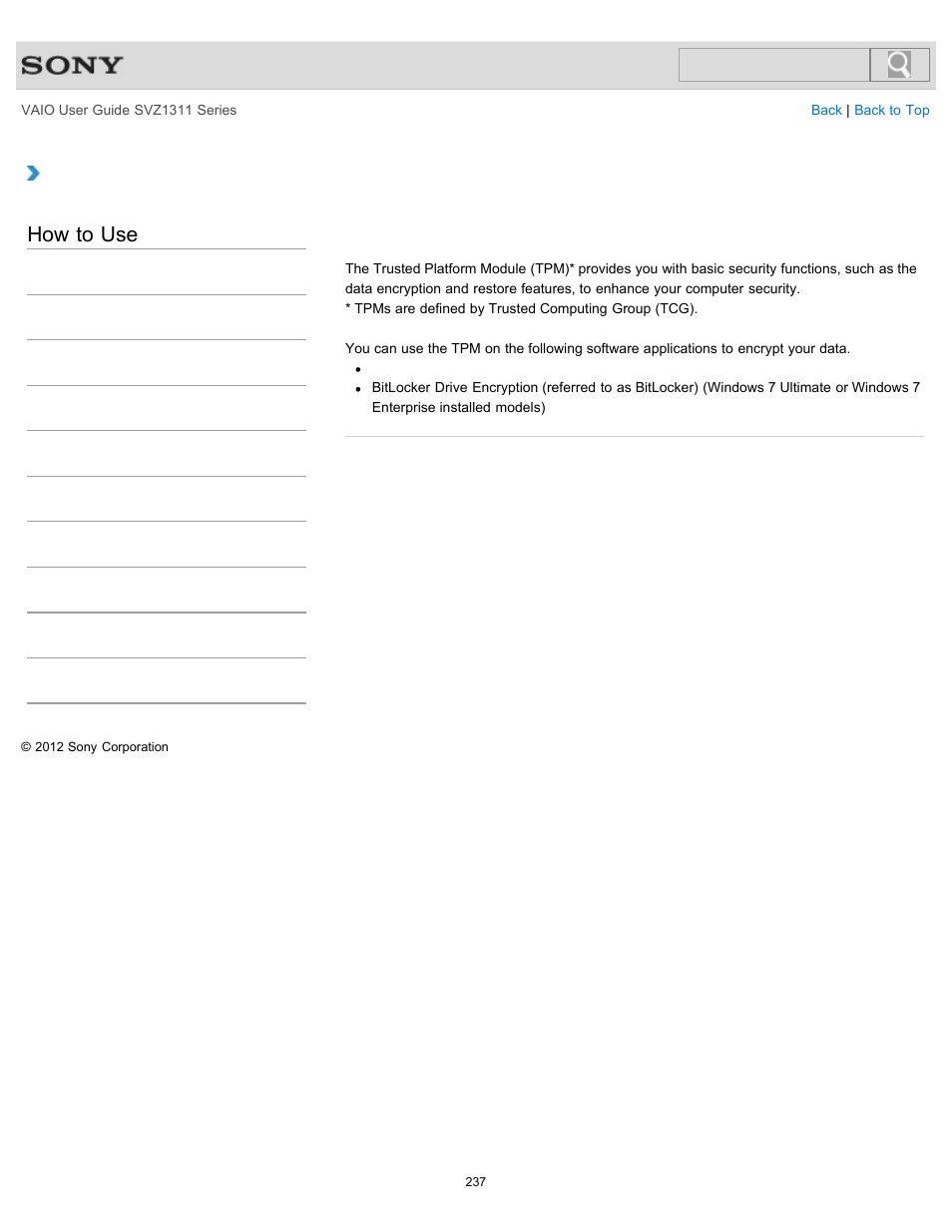 Models, How to use | Sony SVZ13116GXX User Manual | Page 237 / 411