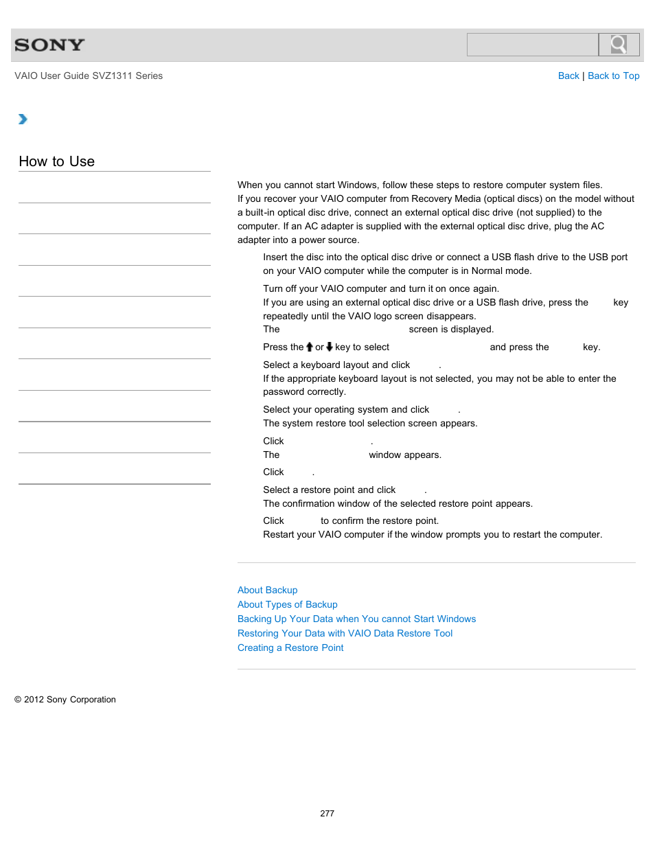 Windows, How to use | Sony SVZ13116GXX User Manual | Page 277 / 411