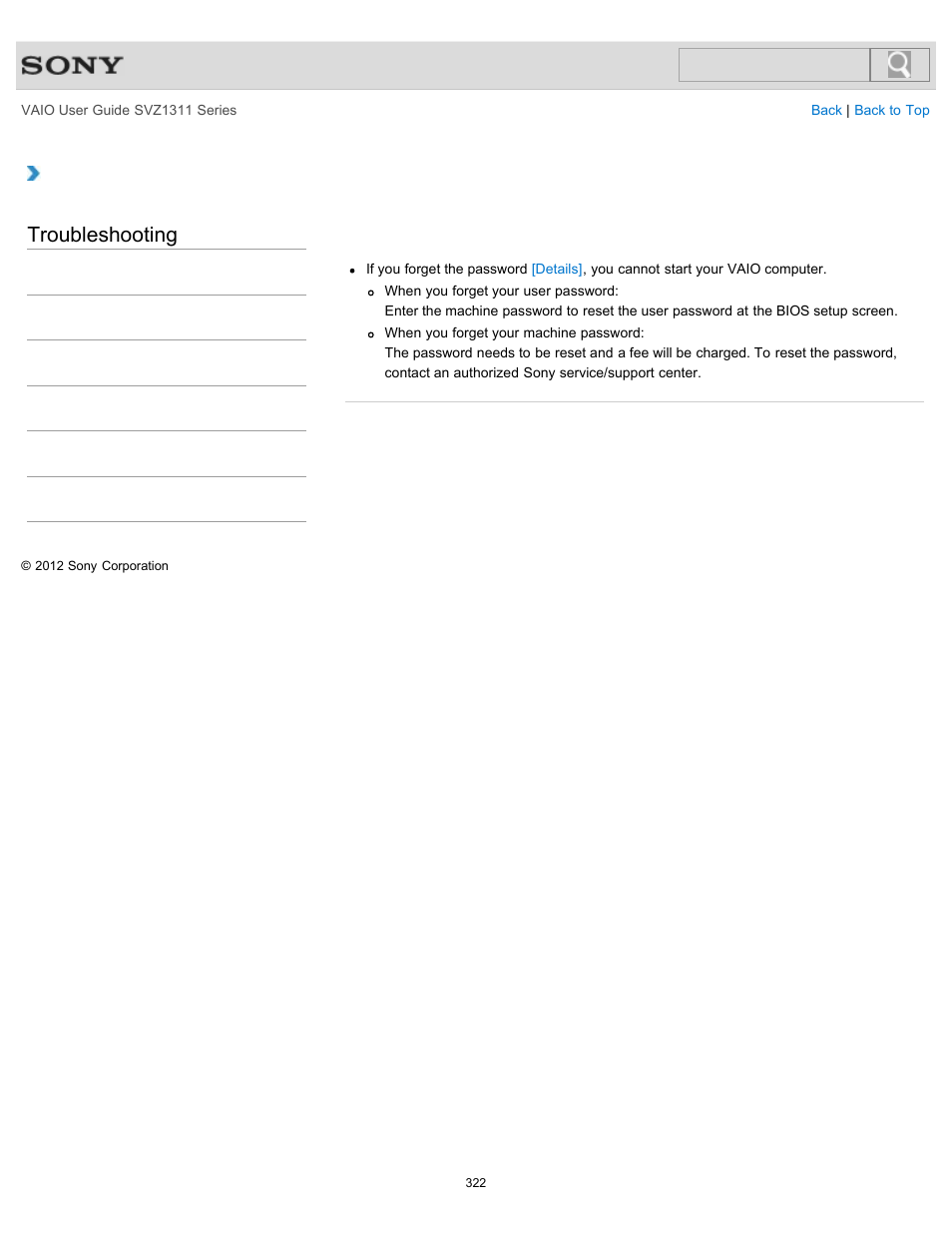 Computer, Troubleshooting | Sony SVZ13116GXX User Manual | Page 322 / 411