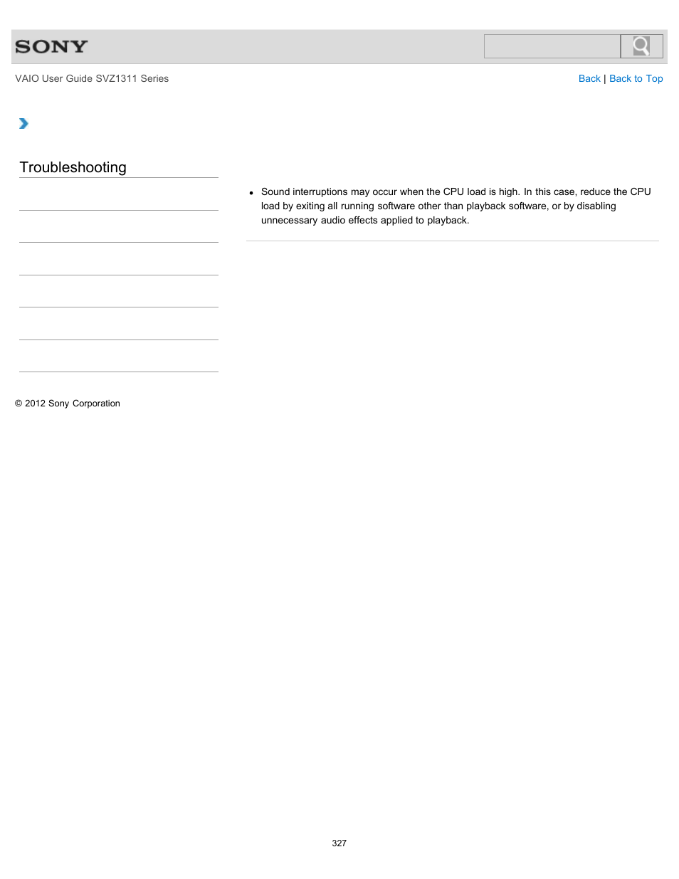 Troubleshooting | Sony SVZ13116GXX User Manual | Page 327 / 411