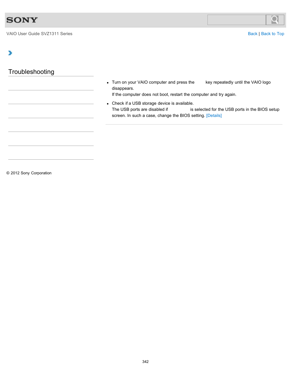 Drive, Troubleshooting | Sony SVZ13116GXX User Manual | Page 342 / 411