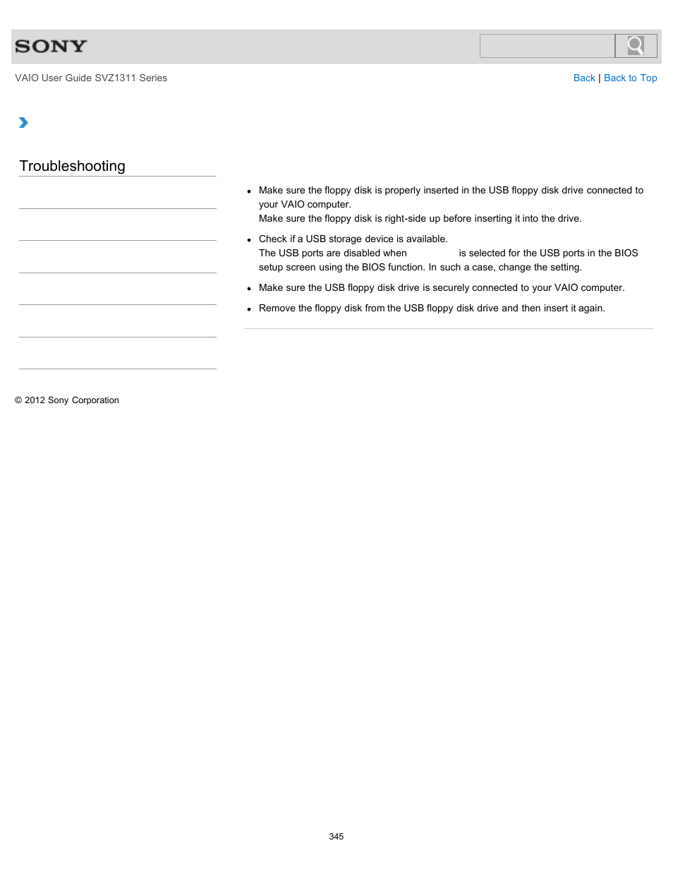 Troubleshooting | Sony SVZ13116GXX User Manual | Page 345 / 411