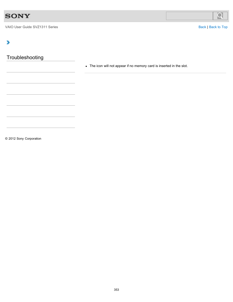 Troubleshooting | Sony SVZ13116GXX User Manual | Page 353 / 411