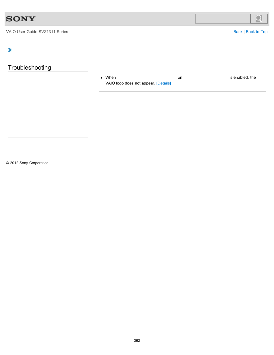 Troubleshooting | Sony SVZ13116GXX User Manual | Page 362 / 411