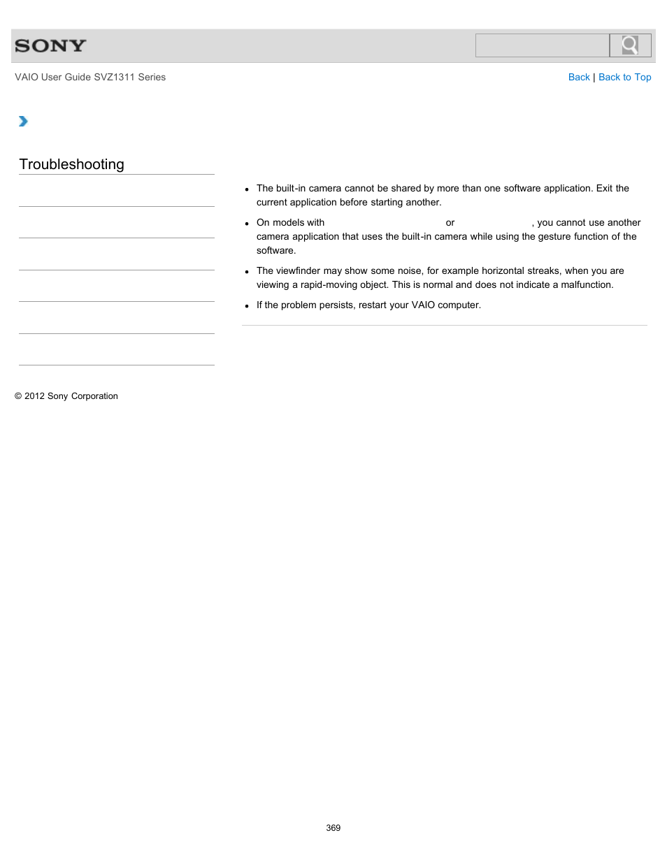 Troubleshooting | Sony SVZ13116GXX User Manual | Page 369 / 411