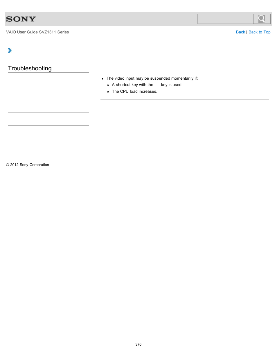 Troubleshooting | Sony SVZ13116GXX User Manual | Page 370 / 411