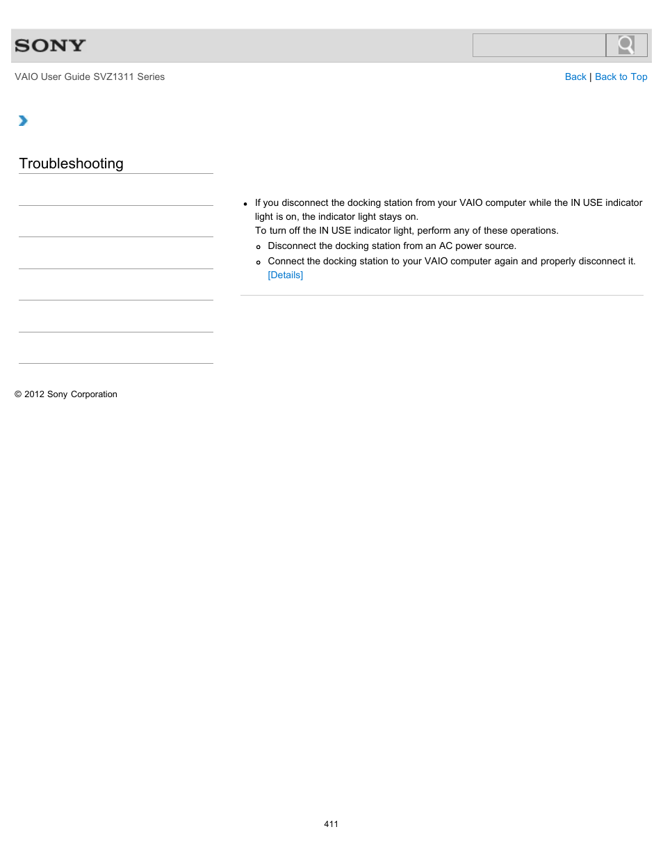 Supplied or optional) from my vaio computer, Troubleshooting | Sony SVZ13116GXX User Manual | Page 411 / 411