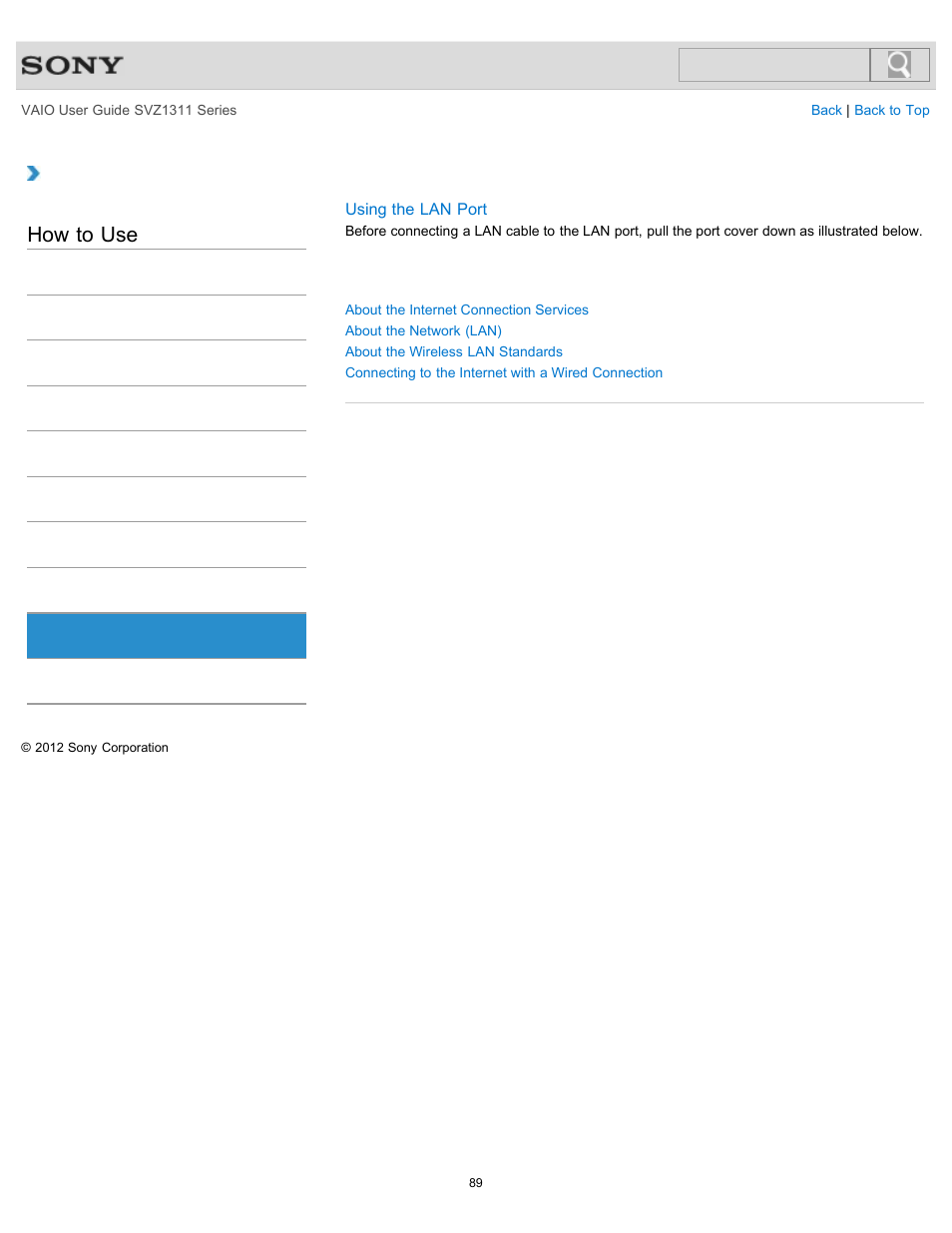 How to use | Sony SVZ13116GXX User Manual | Page 89 / 411