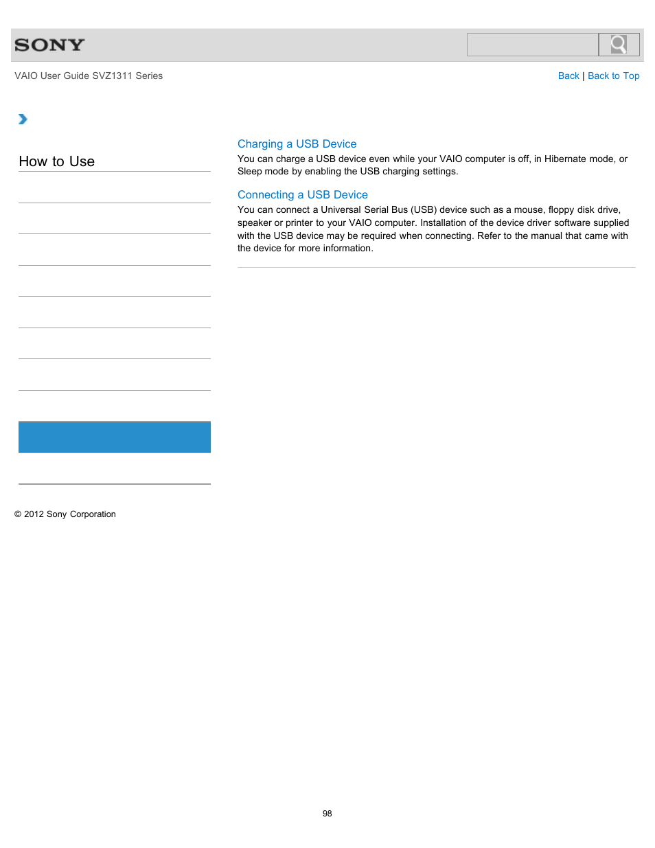 How to use | Sony SVZ13116GXX User Manual | Page 98 / 411