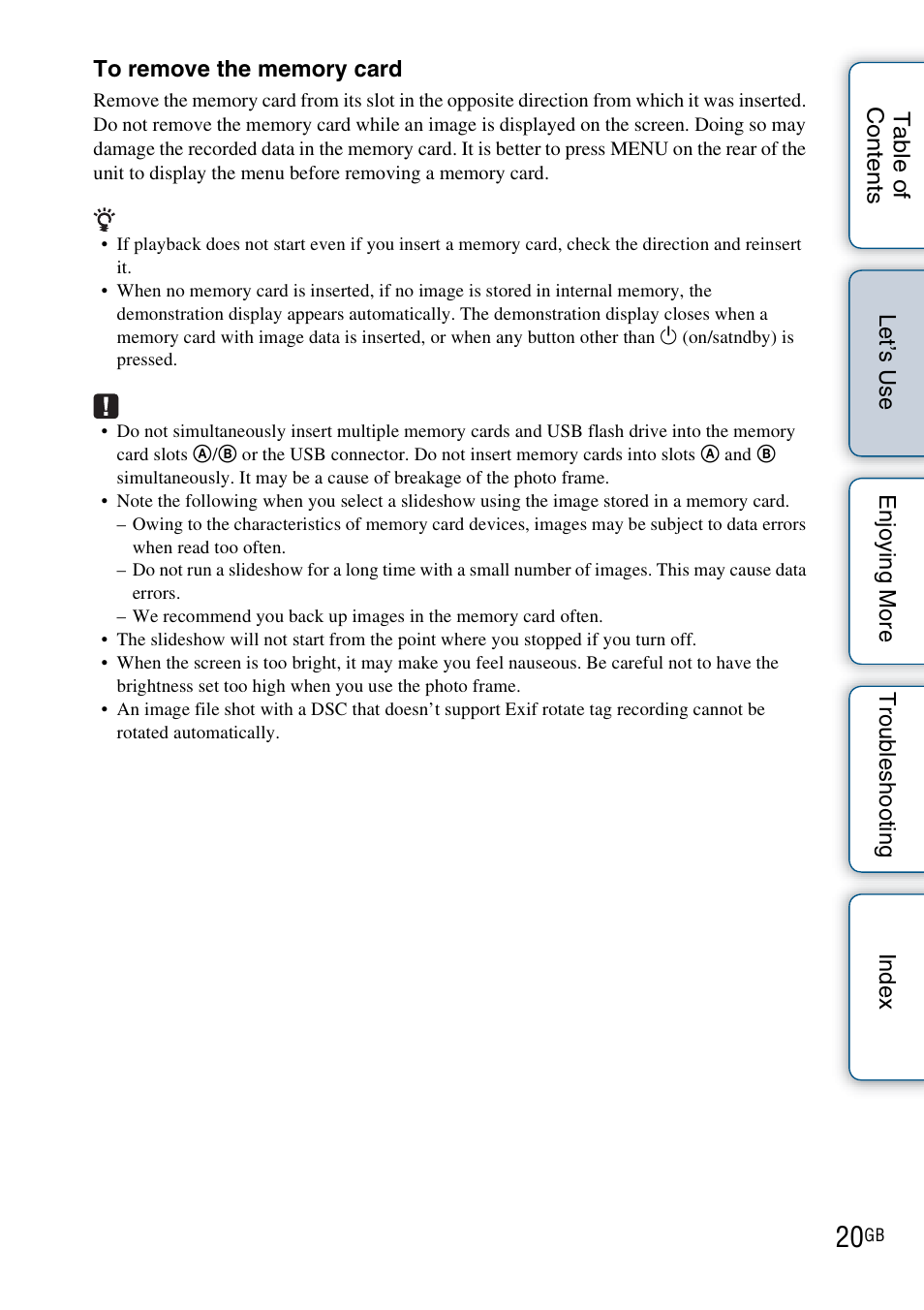 Sony DPF-WA700 User Manual | Page 20 / 84