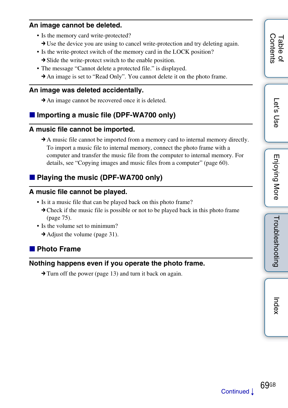 Sony DPF-WA700 User Manual | Page 69 / 84