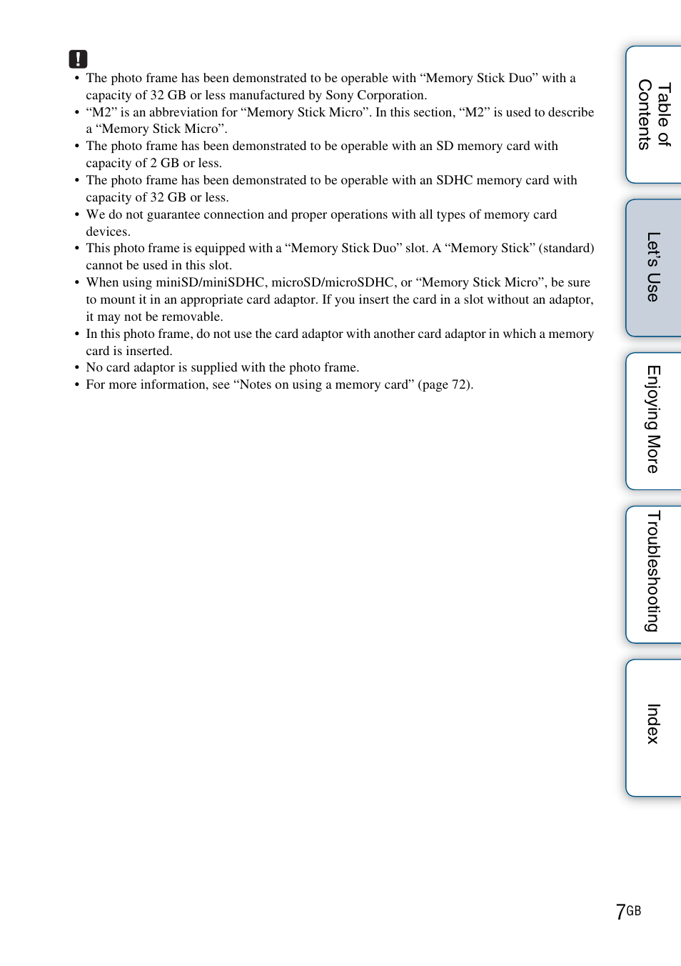 Sony DPF-WA700 User Manual | Page 7 / 84