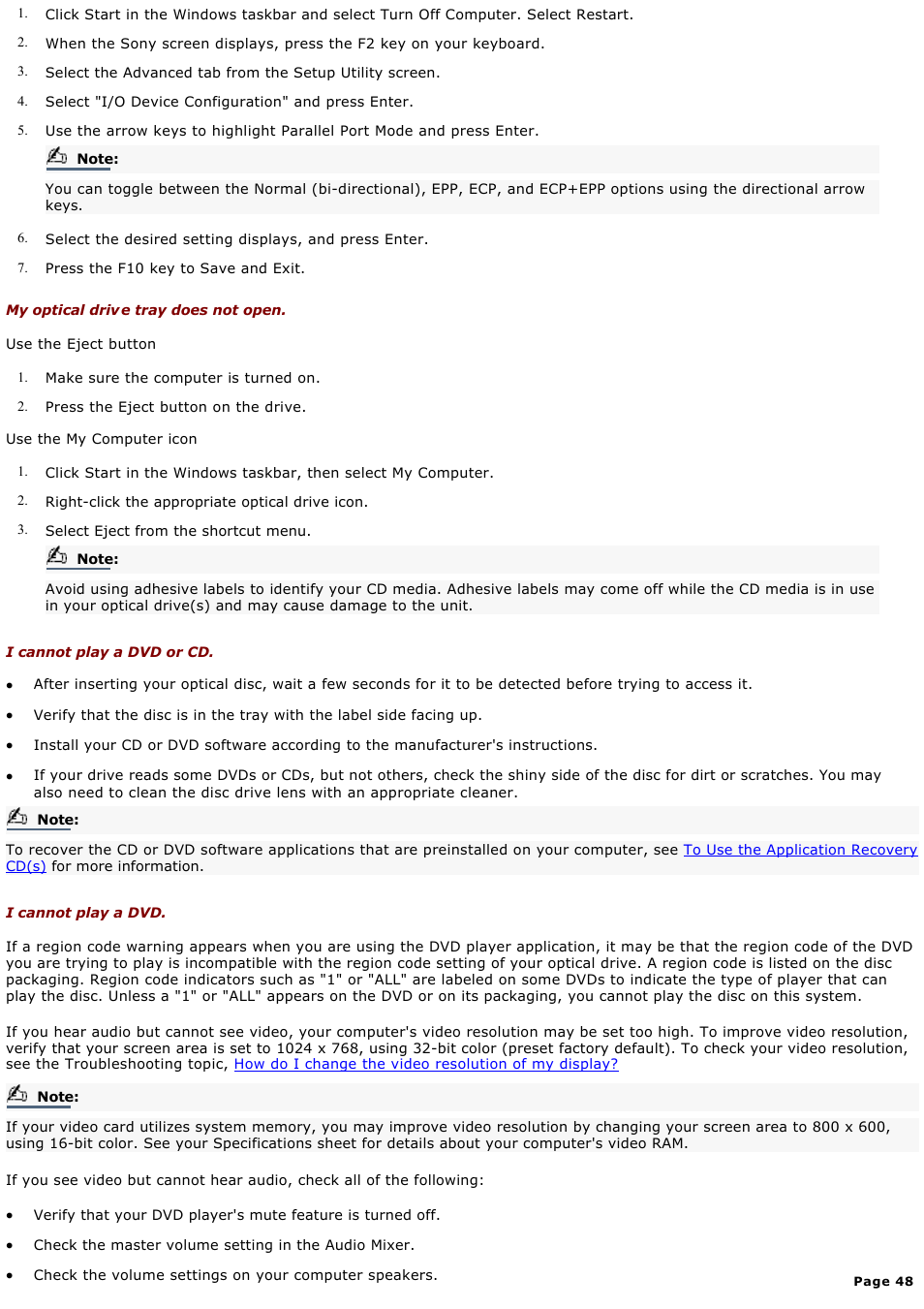 Sony PCV-RX650 User Manual | Page 48 / 88