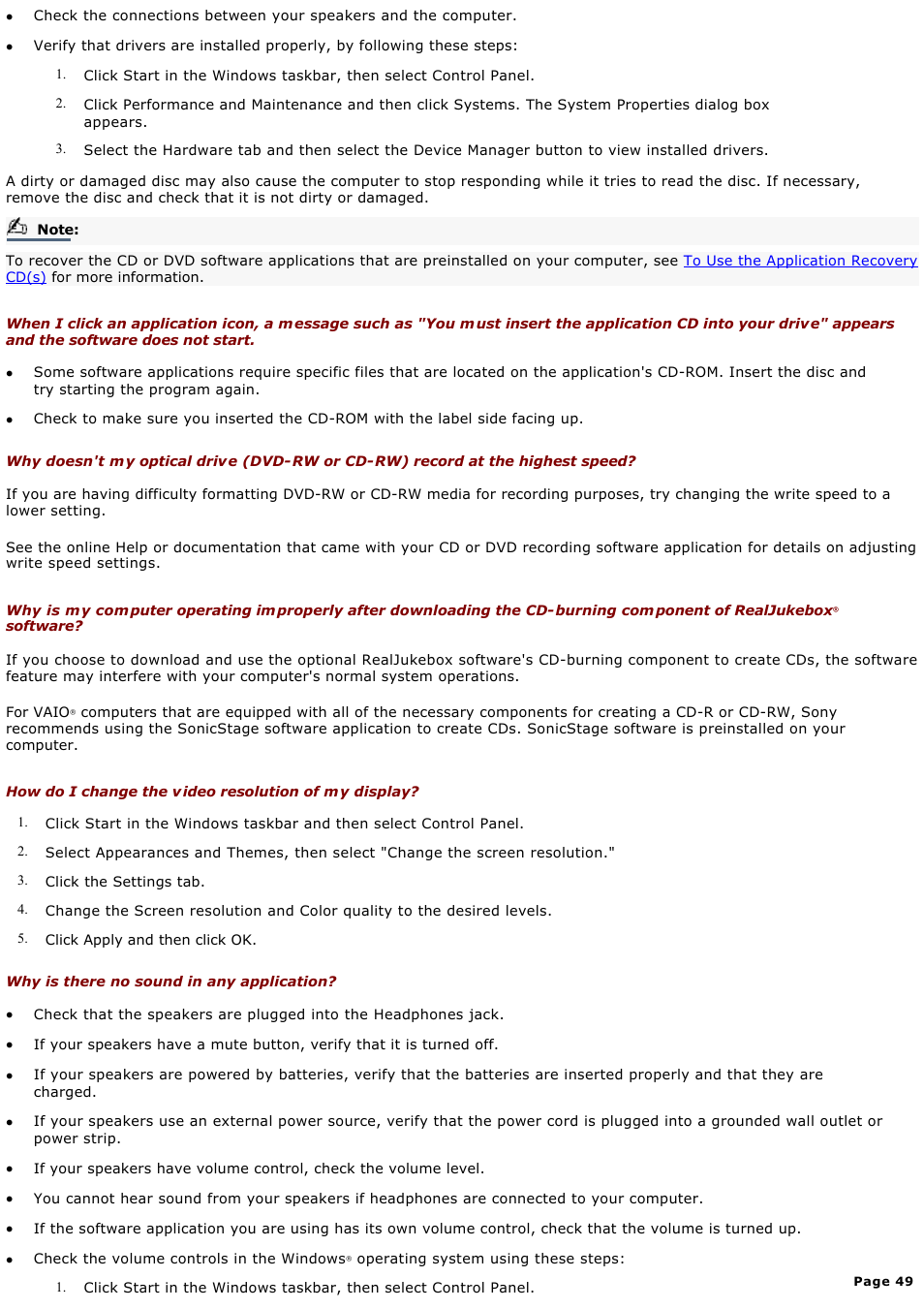 Sony PCV-RX650 User Manual | Page 49 / 88