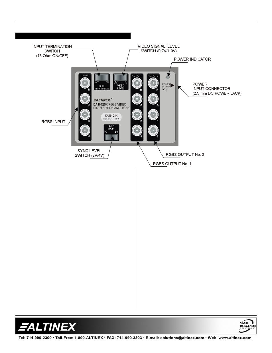 Distribution amplifiers | Altinex DA1912SX User Manual | Page 5 / 9