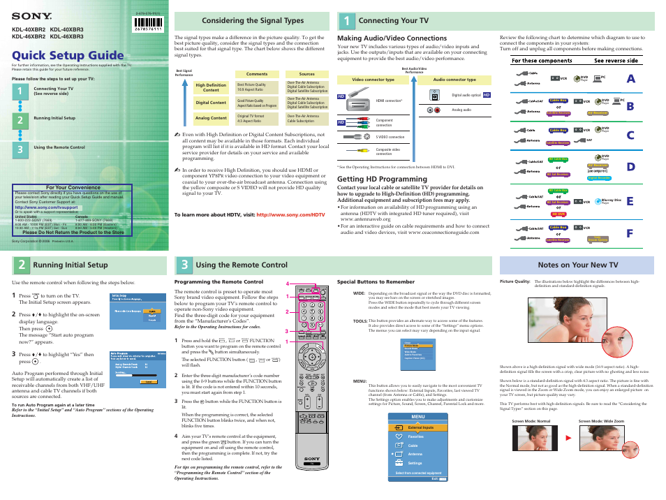 Sony KDL-46XBR3 User Manual | 2 pages