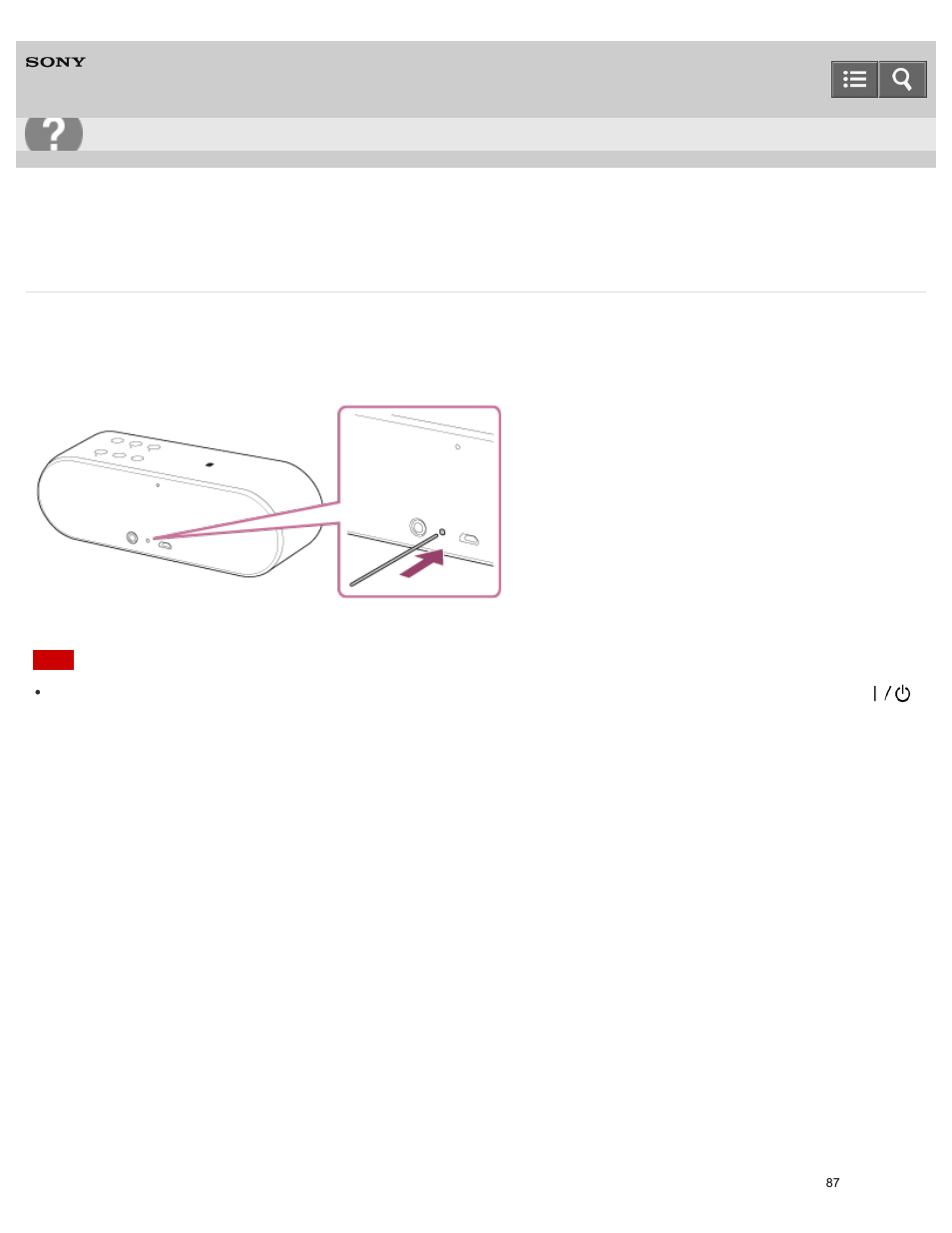 Using the reset button, Help guide | Sony SRS-X2 User Manual | Page 91 / 92