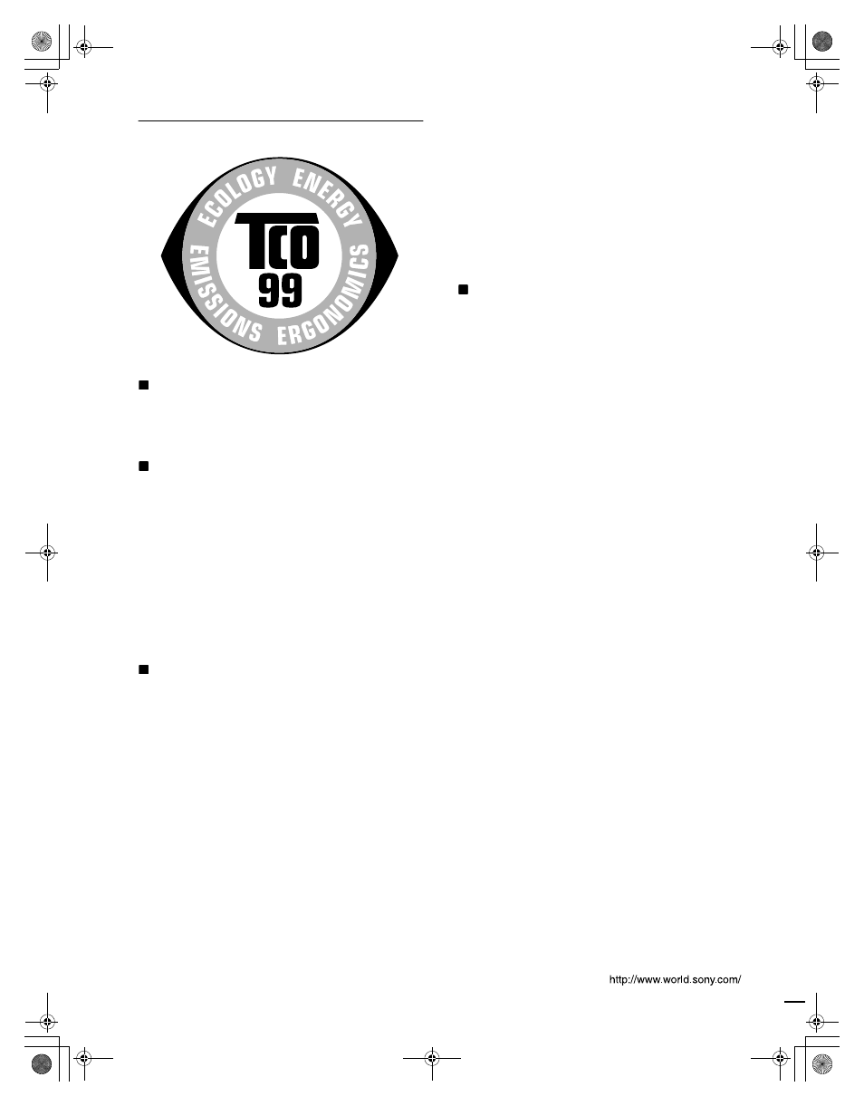 Tco’99 eco-document | Sony SDM-M61 User Manual | Page 104 / 104