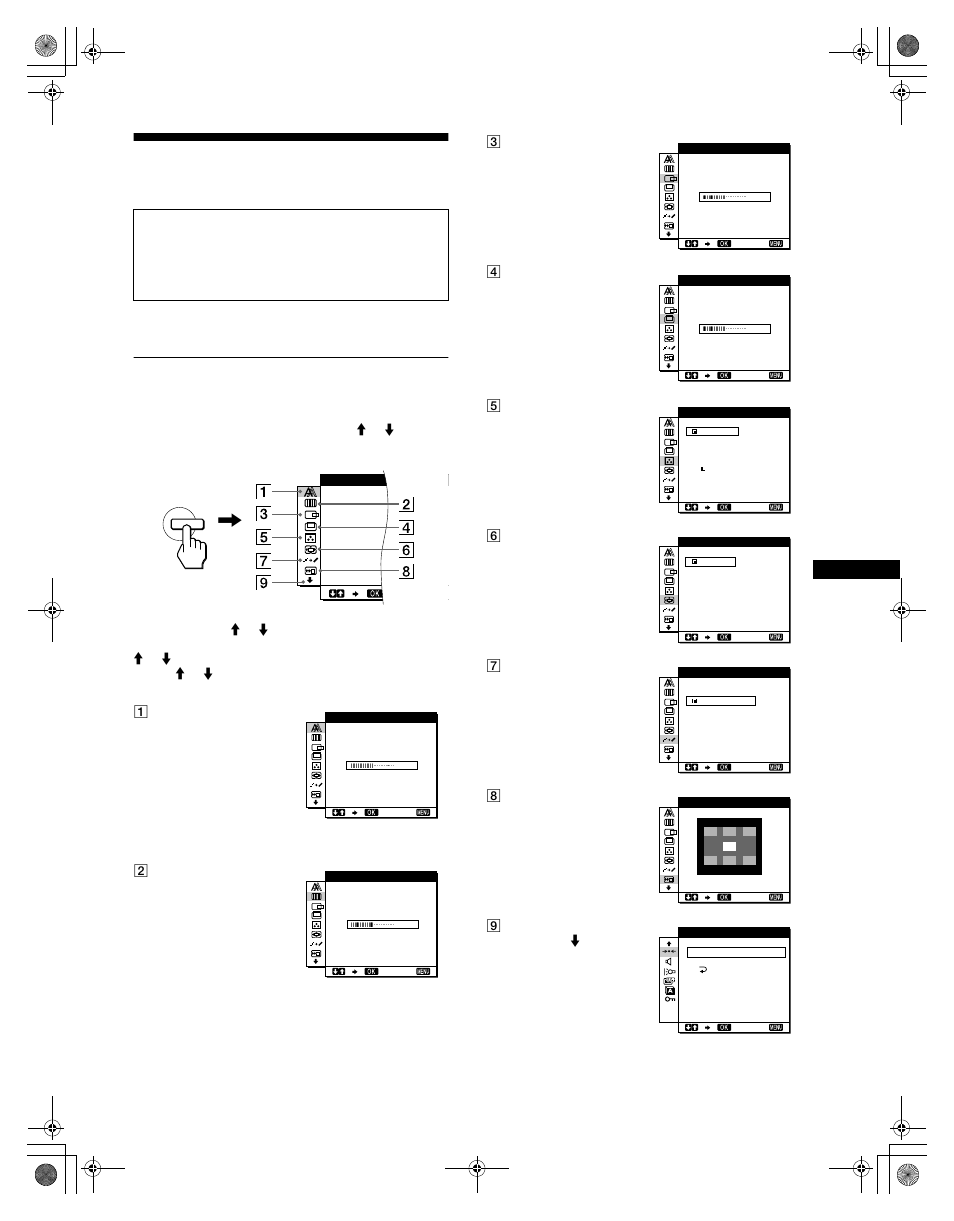 Personnalisation de votre moniteur, Pilotage par menu | Sony SDM-M61 User Manual | Page 31 / 104