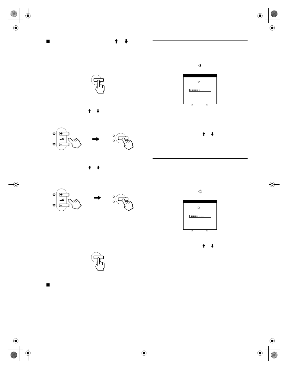 Réglage du contraste (contraste), Réglage du niveau de noir de l’image (luminosite), Voir “utilisation des touches menu | M(+)/m(–) et ok, À “utilisation des touches menu | Sony SDM-M61 User Manual | Page 32 / 104