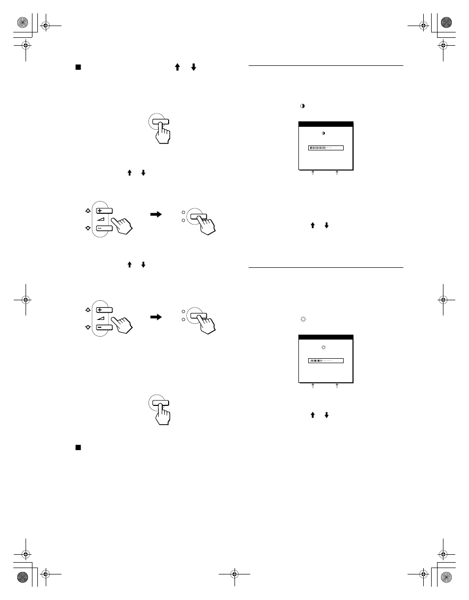 Ajuste del contraste (contraste), Ajuste del nivel de negro de la imagen (brillo), Consulte “uso de los botones menu | M(+)/m(–) y ok | Sony SDM-M61 User Manual | Page 72 / 104