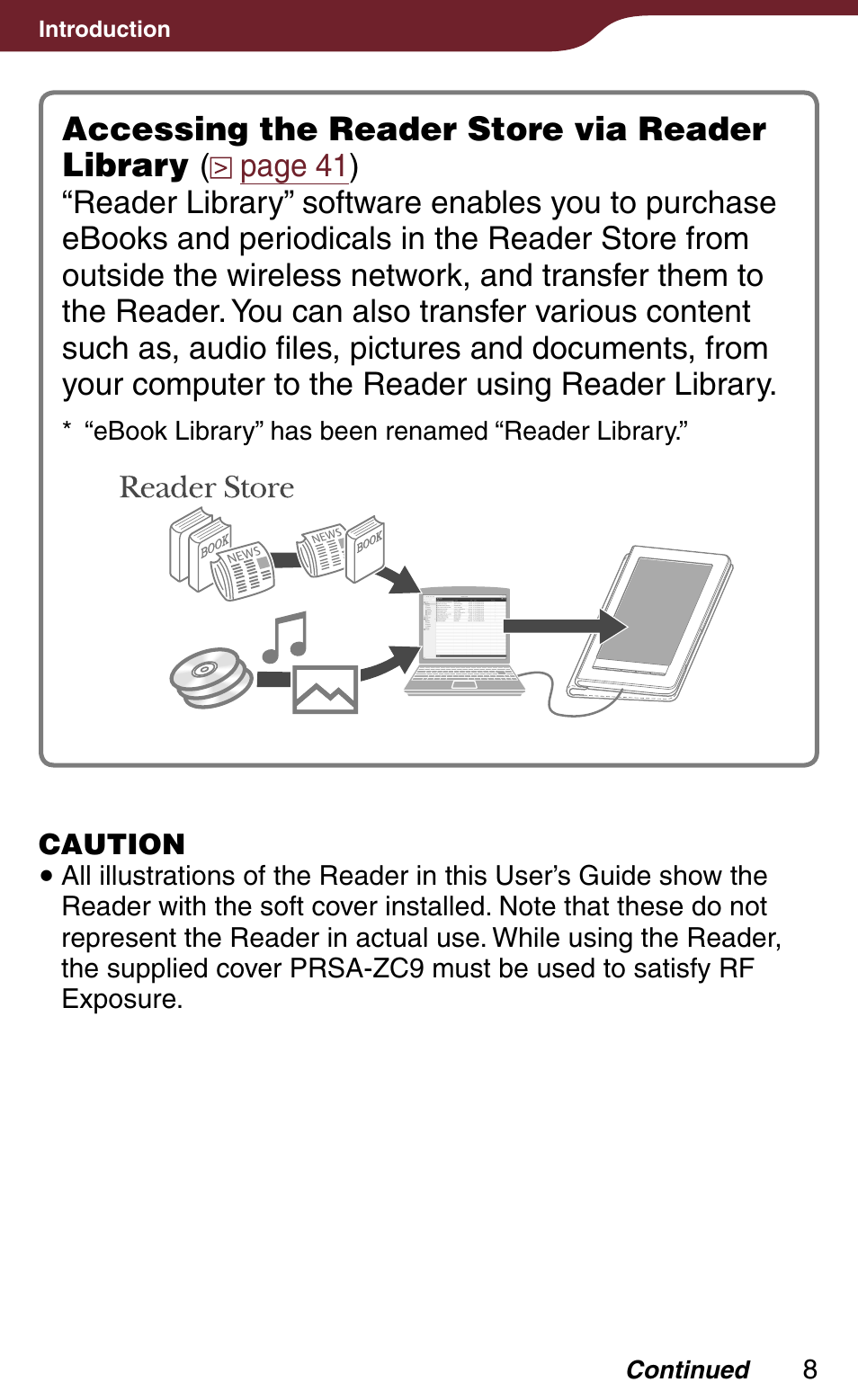 Accessing the reader store via reader library | Sony PRS-900BC User Manual | Page 8 / 202