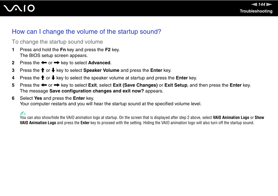 How can i change the volume of the startup sound | Sony VGN-UX180P User Manual | Page 144 / 189